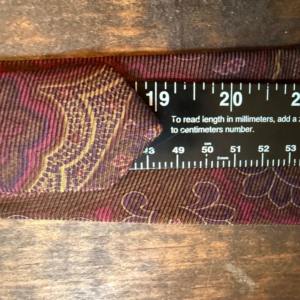 Polo Ralph Lauren Tie OS Fruit Paisley Silk Burgundy Green Gold USA RN41381
